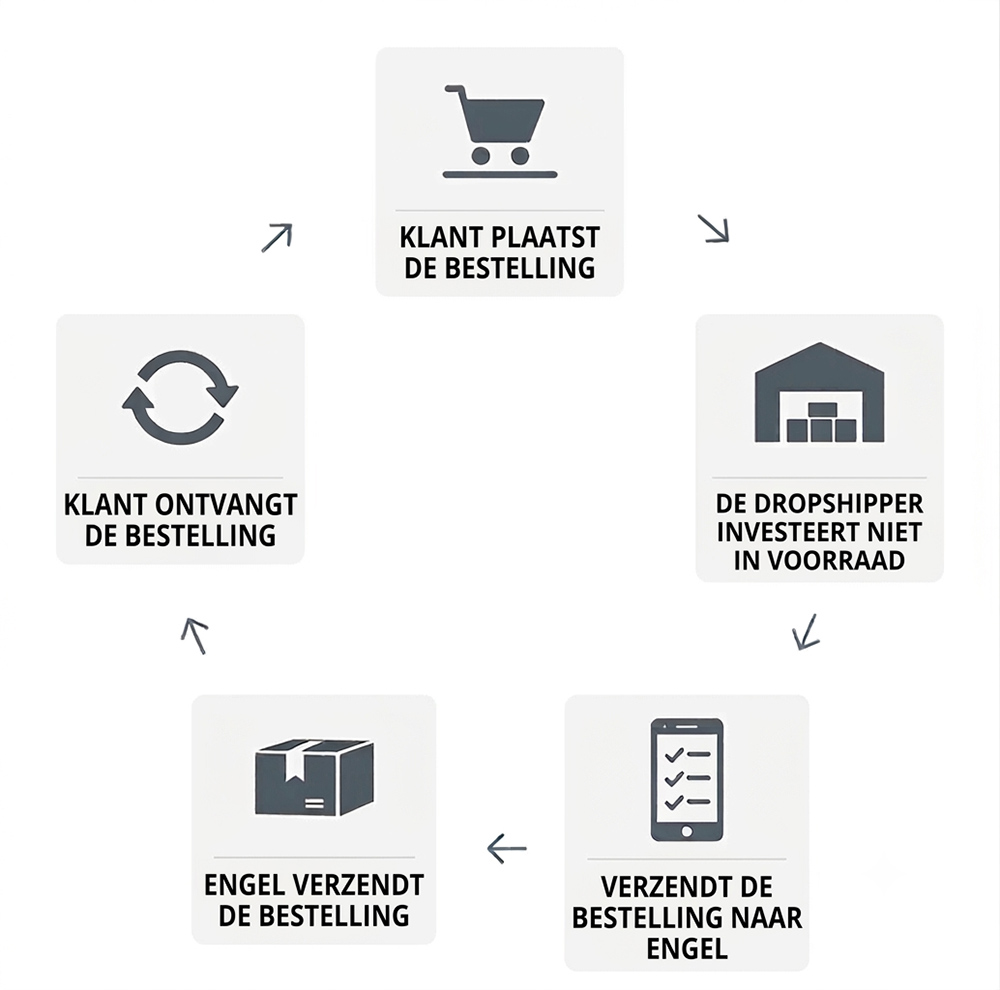 Werkingsschema van dropshipping — Nova Engel