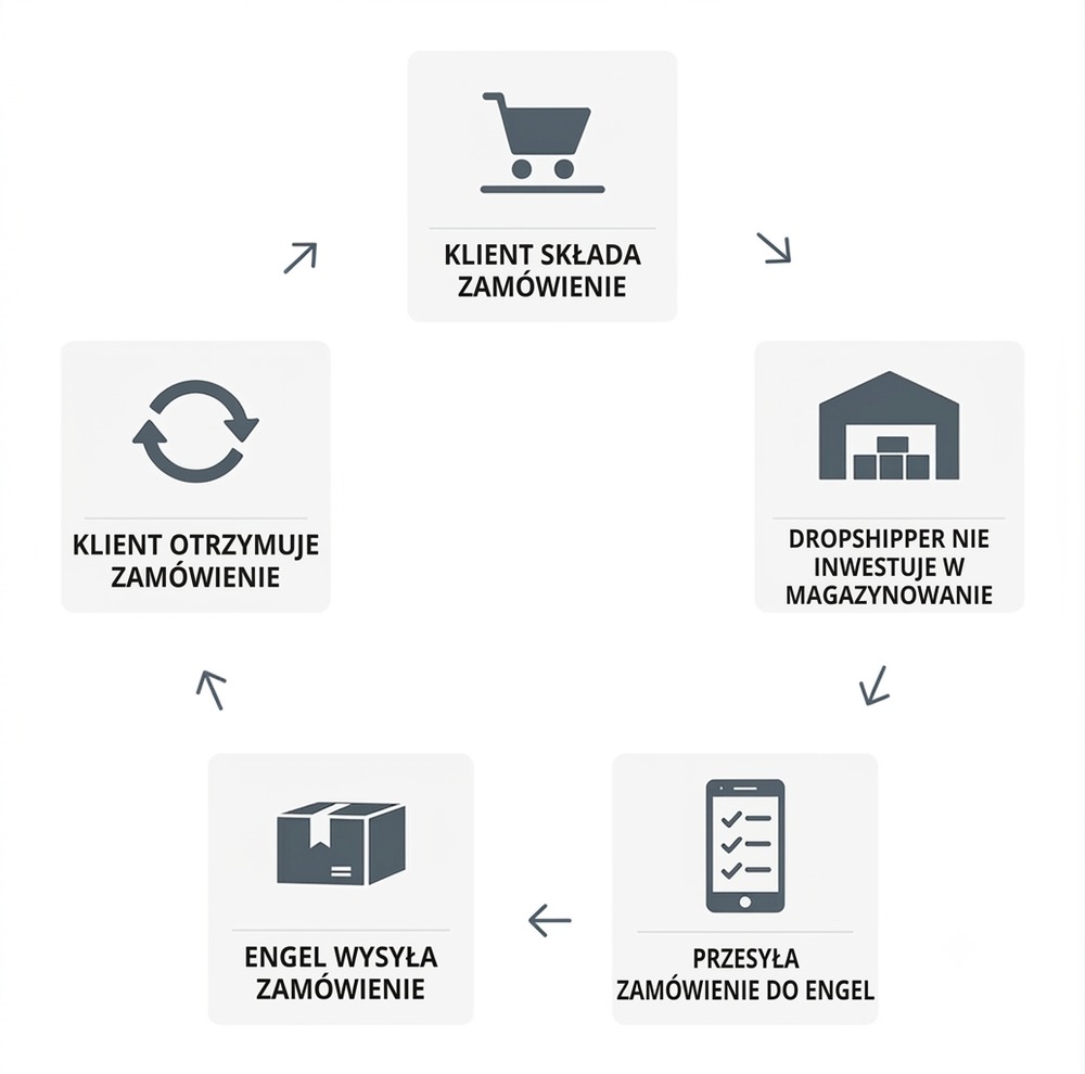 Schemat działania dropshippingu — Nova Engel